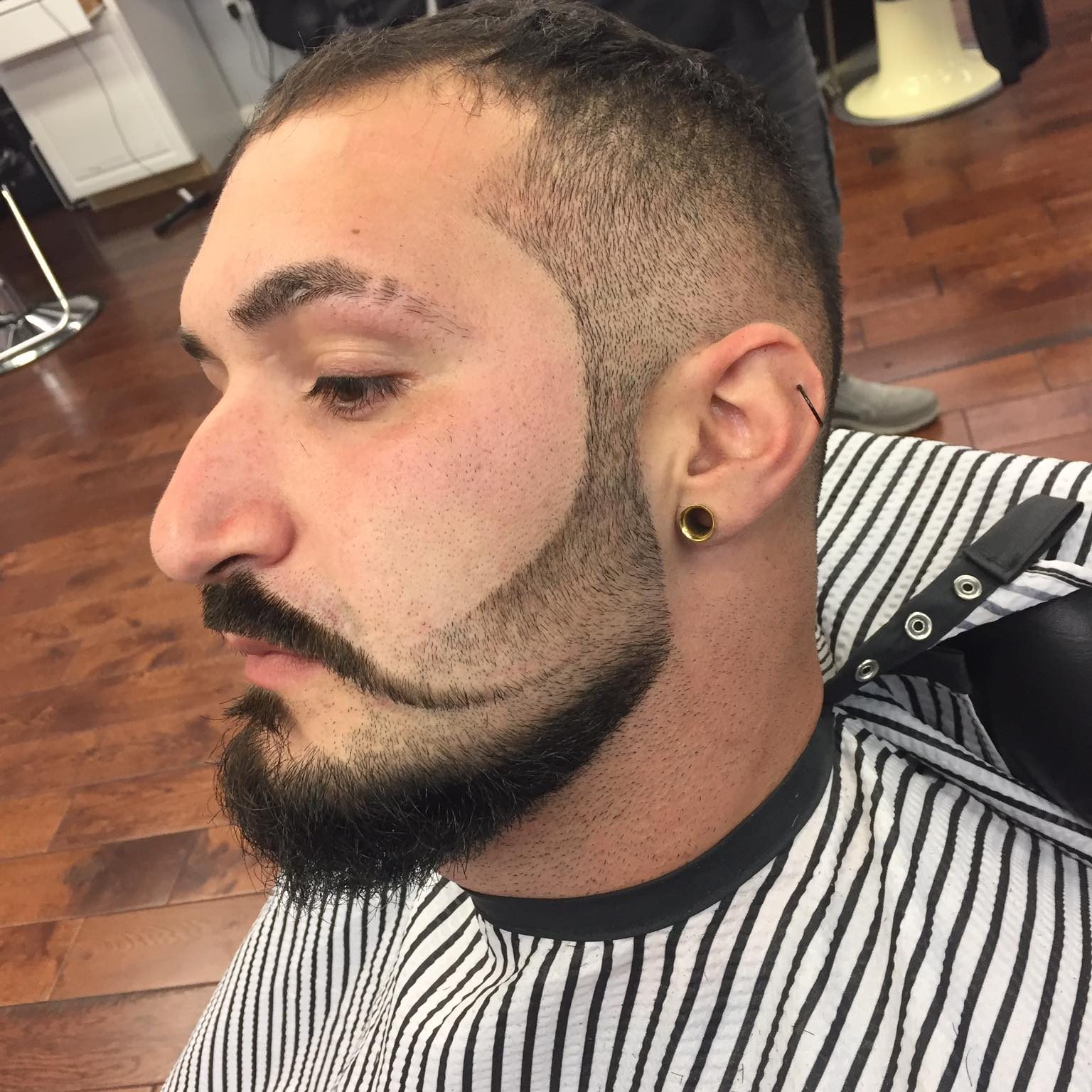 beard fade into long mustache